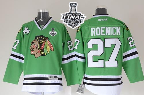 Blackhawks #27 Jeremy Roenick Green 2015 Stanley Cup Stitched Jersey