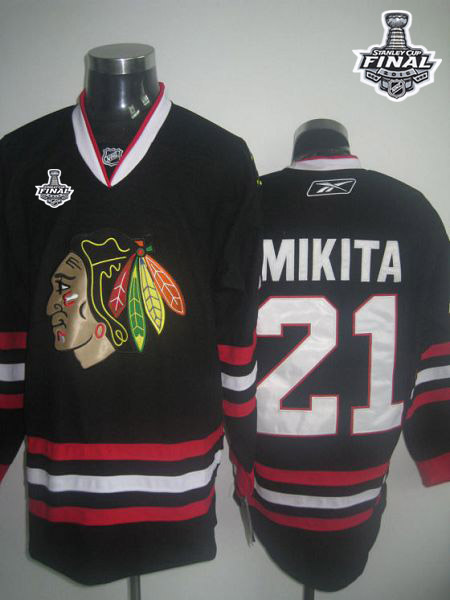 Blackhawks #21 Stan Mikita Black 2015 Stanley Cup Stitched Jersey