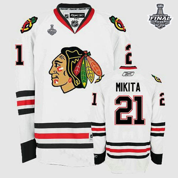 Blackhawks #21 Stan Mikita White 2015 Stanley Cup Stitched Jersey