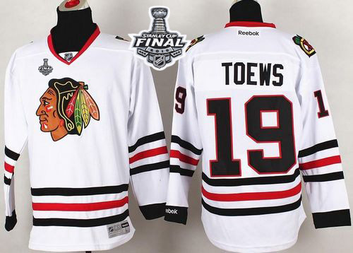 Blackhawks #19 Jonathan Toews White 2015 Stanley Cup Stitched Jersey