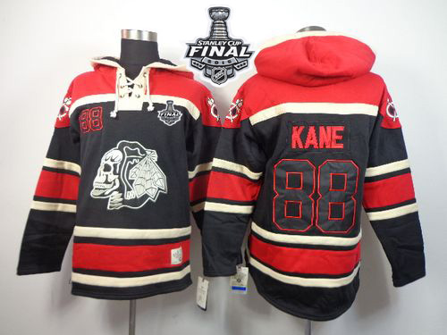 Blackhawks #88 Patrick Kane Black Sawyer Hooded Sweatshirt 2015 Stanley Cup Stitched Jersey