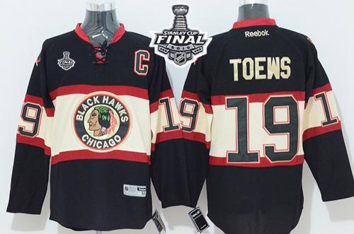Blackhawks #19 Jonathan Toews Black New Third 2015 Stanley Cup Stitched Jersey