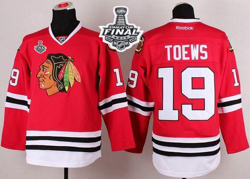 Blackhawks #19 Jonathan Toews Red 2015 Stanley Cup Stitched Jersey