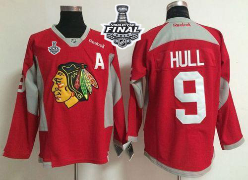 Blackhawks #9 Bobby Hull Red Practice 2015 Stanley Cup Stitched Jersey