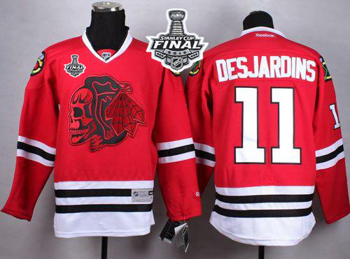 Blackhawks #11 Andrew Desjardins Red(Red Skull) 2015 Stanley Cup Stitched Jersey