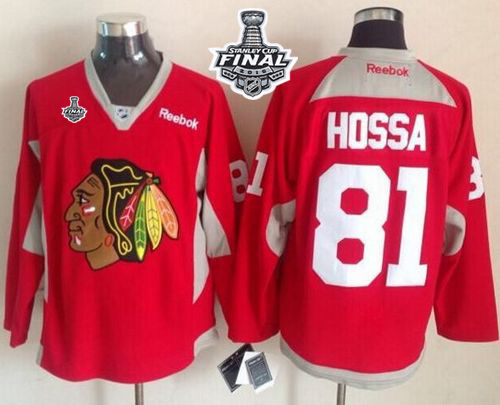 Blackhawks #81 Marian Hossa Red Practice 2015 Stanley Cup Stitched Jersey