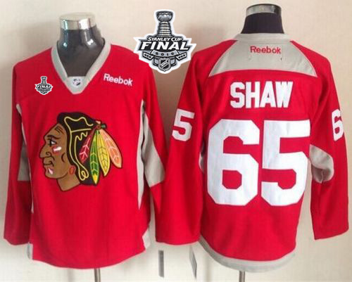 Blackhawks #65 Andrew Shaw Red Practice 2015 Stanley Cup Stitched Jersey