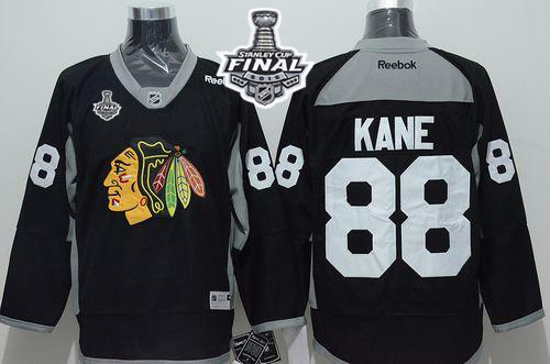 Blackhawks #88 Patrick Kane Black Practice 2015 Stanley Cup Stitched Jersey