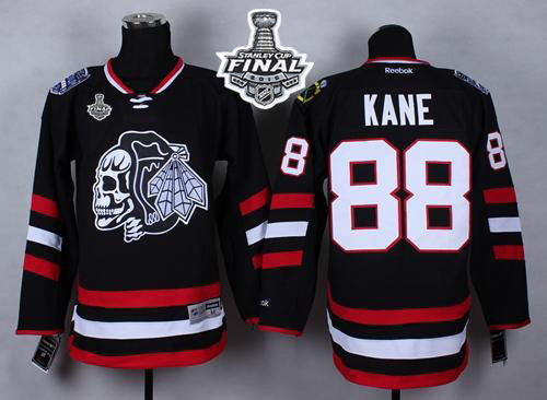Blackhawks #88 Patrick Kane Black(White Skull) 2014 Stadium Series 2015 Stanley Cup Stitched Jersey