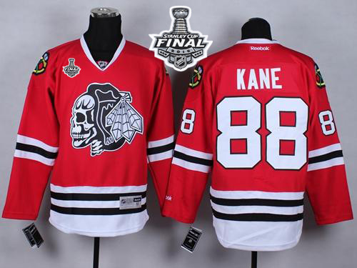 Blackhawks #88 Patrick Kane Red(White Skull) 2015 Stanley Cup Stitched Jersey