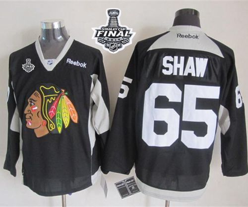 Blackhawks #65 Andrew Shaw Black Practice 2015 Stanley Cup Stitched Jersey