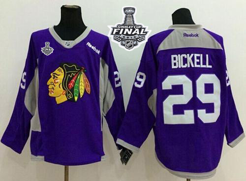 Blackhawks #29 Bryan Bickell Purple Practice 2015 Stanley Cup Stitched Jersey