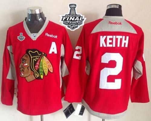 Blackhawks #2 Duncan Keith Red Practice 2015 Stanley Cup Stitched Jersey
