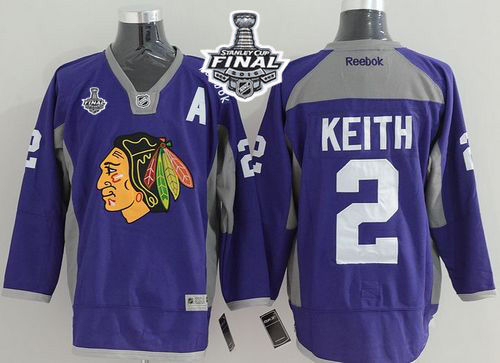 Blackhawks #2 Duncan Keith Purple Practice 2015 Stanley Cup Stitched Jersey
