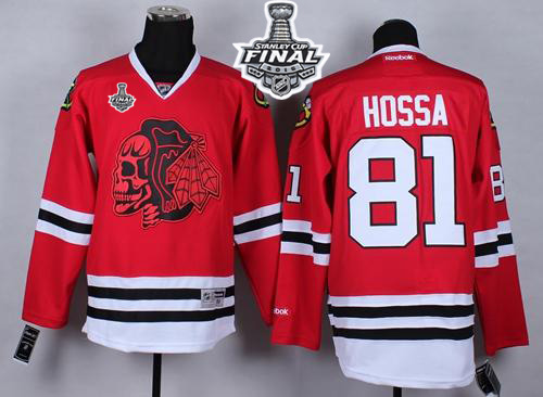 Blackhawks #81 Marian Hossa Red(Red Skull) 2015 Stanley Cup Stitched Jersey
