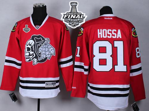 Blackhawks #81 Marian Hossa Red(White Skull) 2015 Stanley Cup Stitched Jersey
