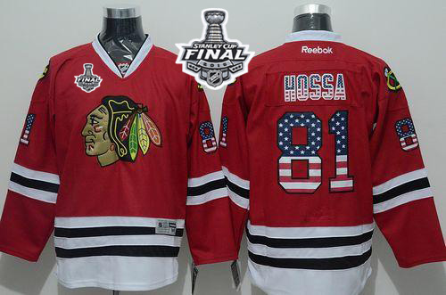 Blackhawks #81 Marian Hossa Red USA Flag Fashion 2015 Stanley Cup Stitched Jersey