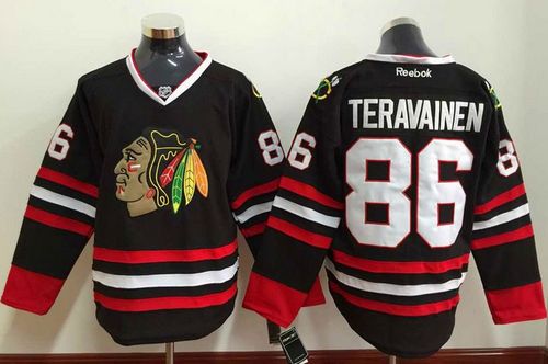 Blackhawks #86 Teuvo Teravainen Black Stitched Jersey
