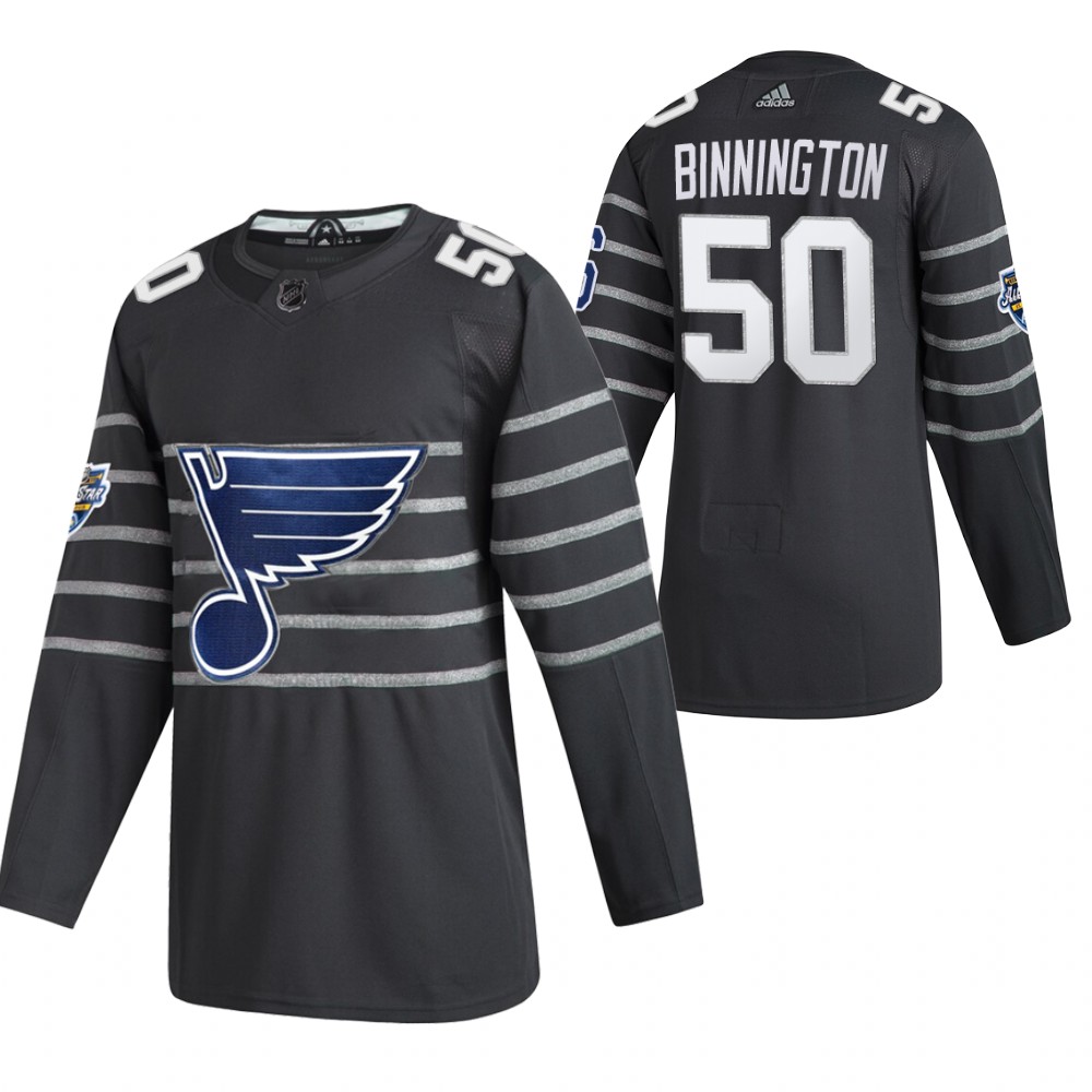 St. Louis Blues #50 Jordan Binnington 2020 Grey All Star Stitched Jersey