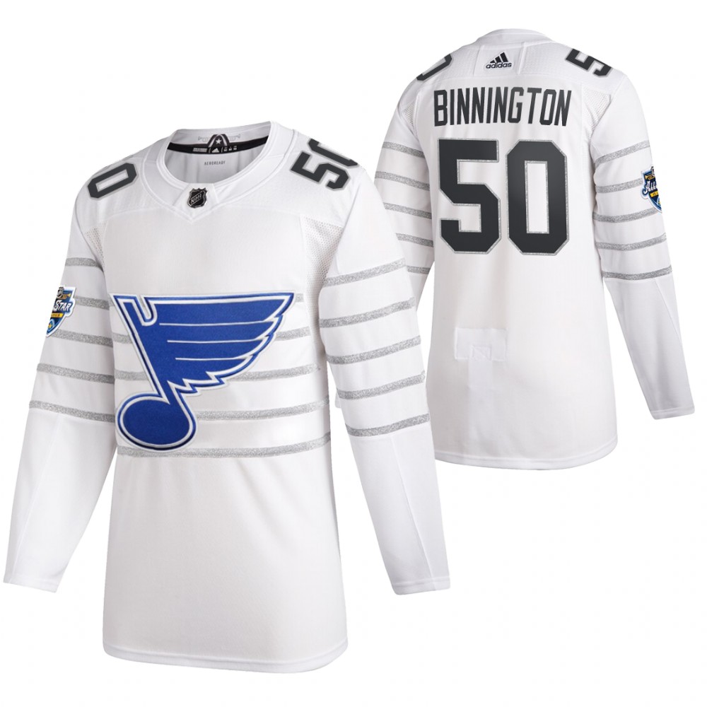 St. Louis Blues #50 Jordan Binnington 2020 White All Star Stitched Jersey