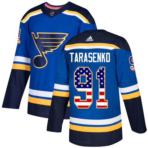 St. Louis Blues #91 Vladimir Tarasenko Blue USA Flag Stitched Jersey