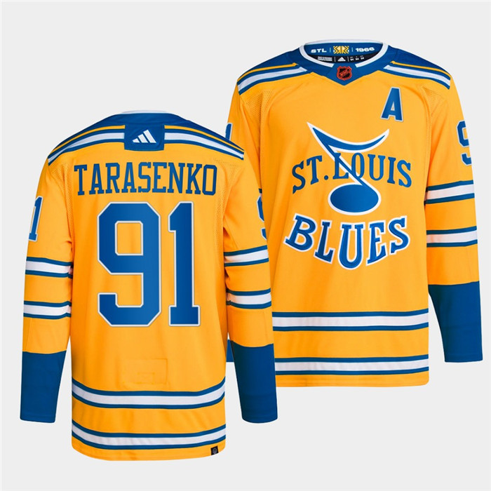 St. Louis Blues #91 Vladimir Tarasenko Yellow 2022-23 Reverse Retro Stitched Jersey