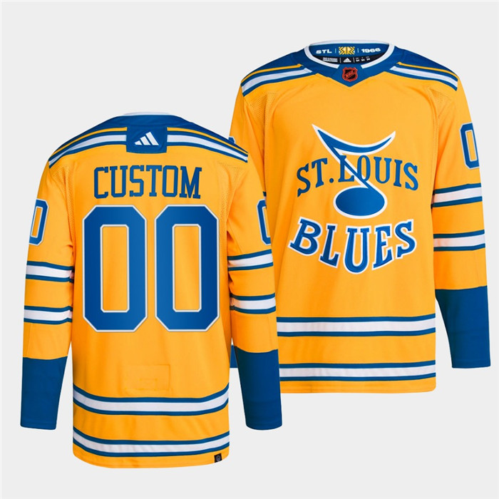 St. Louis Blues Custom Yellow 2022-23 Reverse Retro Stitched Jersey