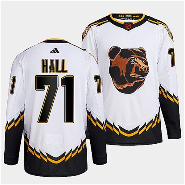 Boston Bruins #71 Taylor Hall 2022 White Reverse Retro Stitched Jersey