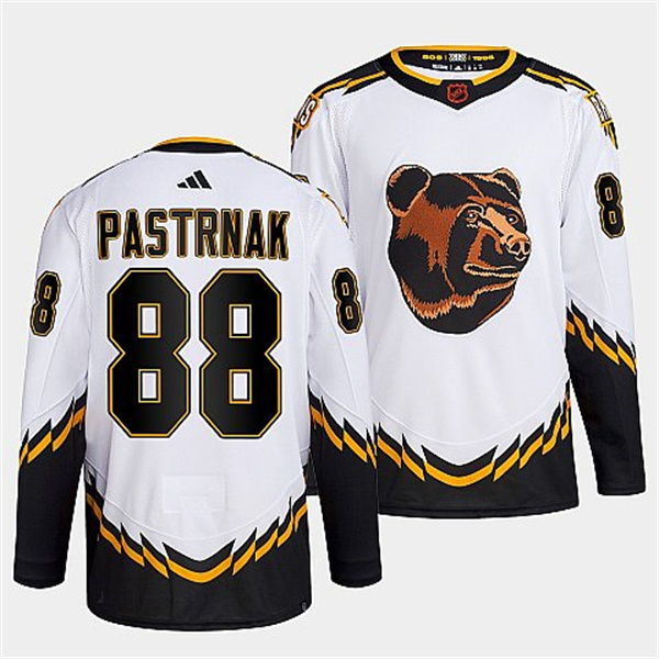 Boston Bruins #88 David Pastrnak 2022 White Reverse Retro Stitched Jersey