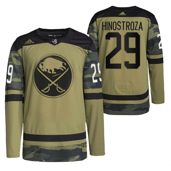 Buffalo Sabres #29 Vinnie Hinostroza 2022 Camo Military Appreciation Night Stitched Jersey