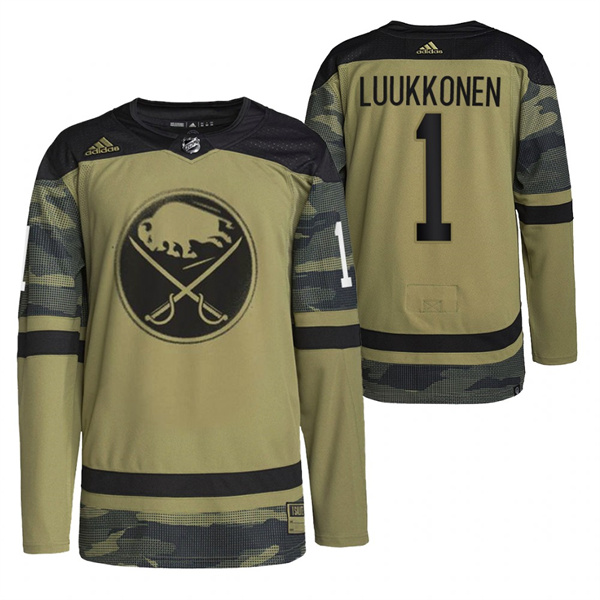Buffalo Sabres #1 Ukko-Pekka Luukkonen 2022 Camo Military Appreciation Night Stitched Jersey