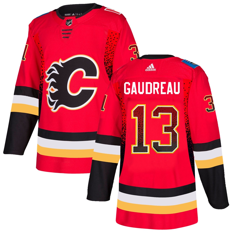 Calgary Flames #13 Johnny Gaudreau Red Drift Fashion Stitched Jersey