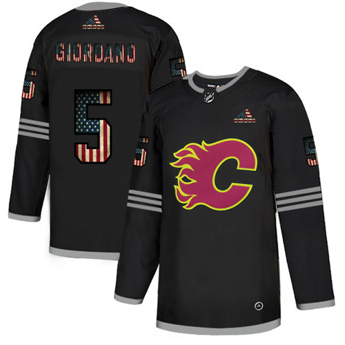 Calgary Flames #5 Mark Giordano 2020 Grey USA Flag Stitched Jersey