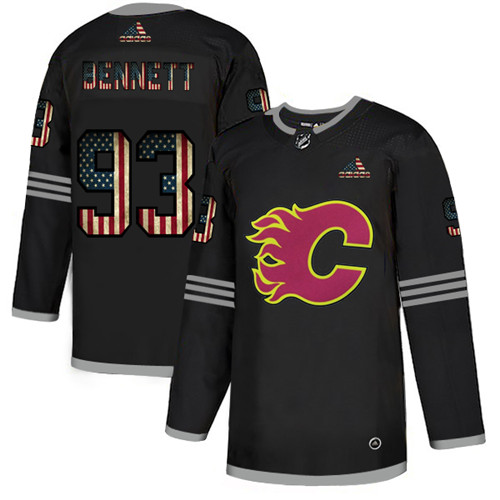 Calgary Flames #93 Sam Bennett 2020 Grey USA Flag Stitched Jersey