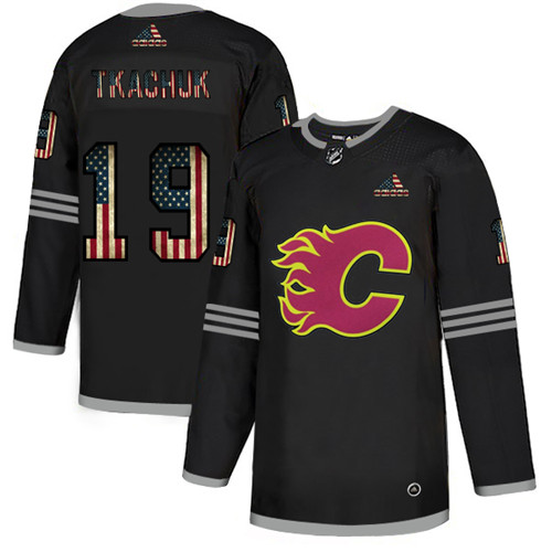 Calgary Flames #19 Matthew Tkachuk 2020 Grey USA Flag Stitched Jersey