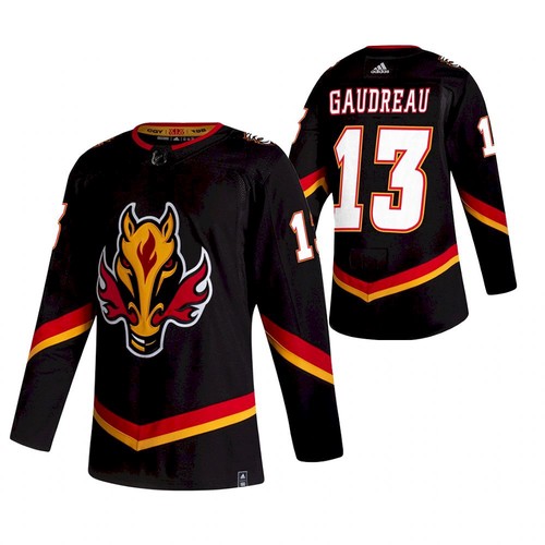 Calgary Flames #13 Johnny Gaudreau 2020-21 Black Reverse Retro Stitched Jersey