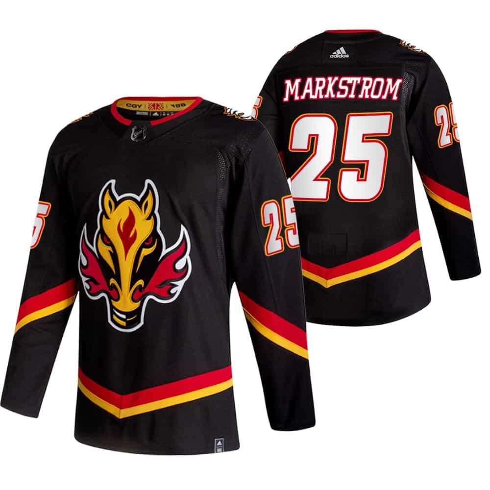 Calgary Flames #25 Jacob Markstrom 2020-21 Black Reverse Retro Stitched Jersey