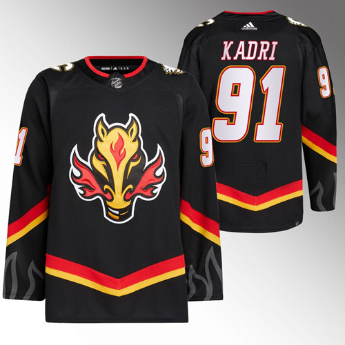 Calgary Flames #91 Nazem Kadri 2020-21 Black Reverse Retro Stitched Jersey