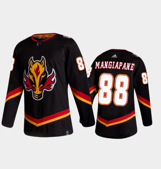 Calgary Flames #88 Andrew Mangiapane 2020-21 Black Reverse Retro Stitched Jersey
