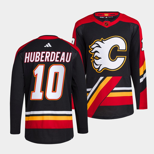 Calgary Flames #10 Jonathan Huberdeau Black 2022-23 Reverse Retro Stitched Jersey