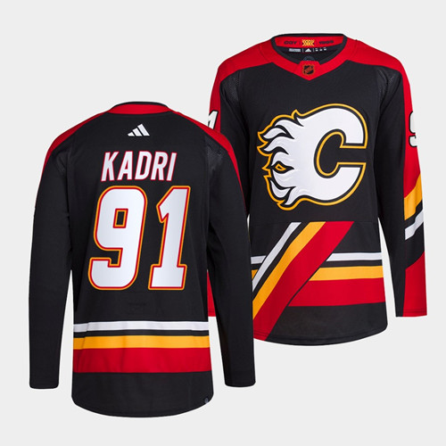 Calgary Flames #91 Nazem Kadri Black 2022-23 Reverse Retro Stitched Jersey
