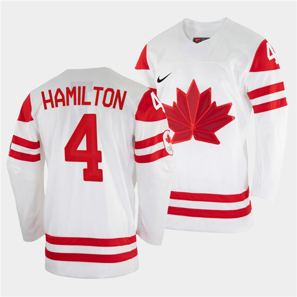 Canada #4 Dougie Hamilton 2022 Beijing Winter Olympic White Stitched Jersey