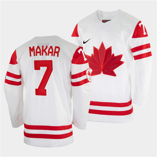 Canada Hockey #7 Cale Makar 2022 Beijing Winter Olympic White Stitched Jersey