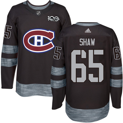 Canadiens #65 Andrew Shaw Black 1917-2017 100th Anniversary Stitched Jersey