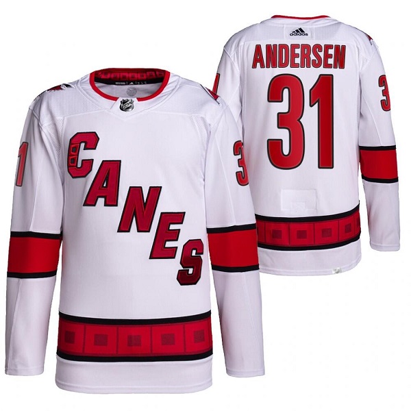 Carolina Hurricanes #31 Frederik Andersen White Stitched Jersey
