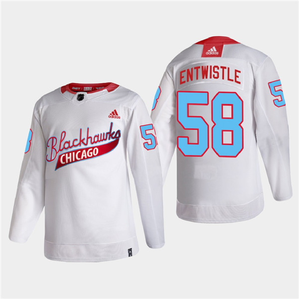 Chicago Blackhawks #58 MacKenzie Entwistle 2022 Community Night White Stitched Jersey