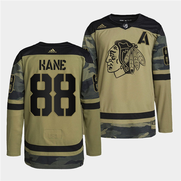 Chicago Blackhawks #88 Patrick Kane 2022 Camo Military Appreciation Night White Stitched Jersey