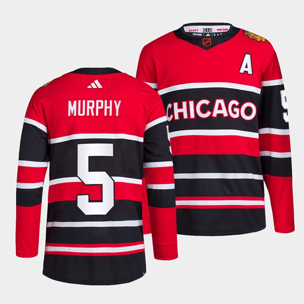 Chicago Blackhawks #5 Connor Murphy Red Black 2022 Reverse Retro Stitched Jersey