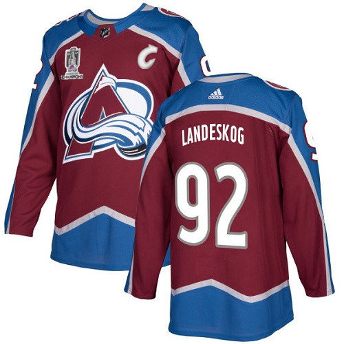 Colorado Avalanche #92 Gabriel Landeskog 2022 Stanley Cup Champions Patch Stitched Jersey