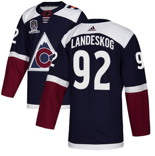 Colorado Avalanche #92 Gabriel Landeskog 2022 Navy Stanley Cup Champions Patch Stitched Jersey